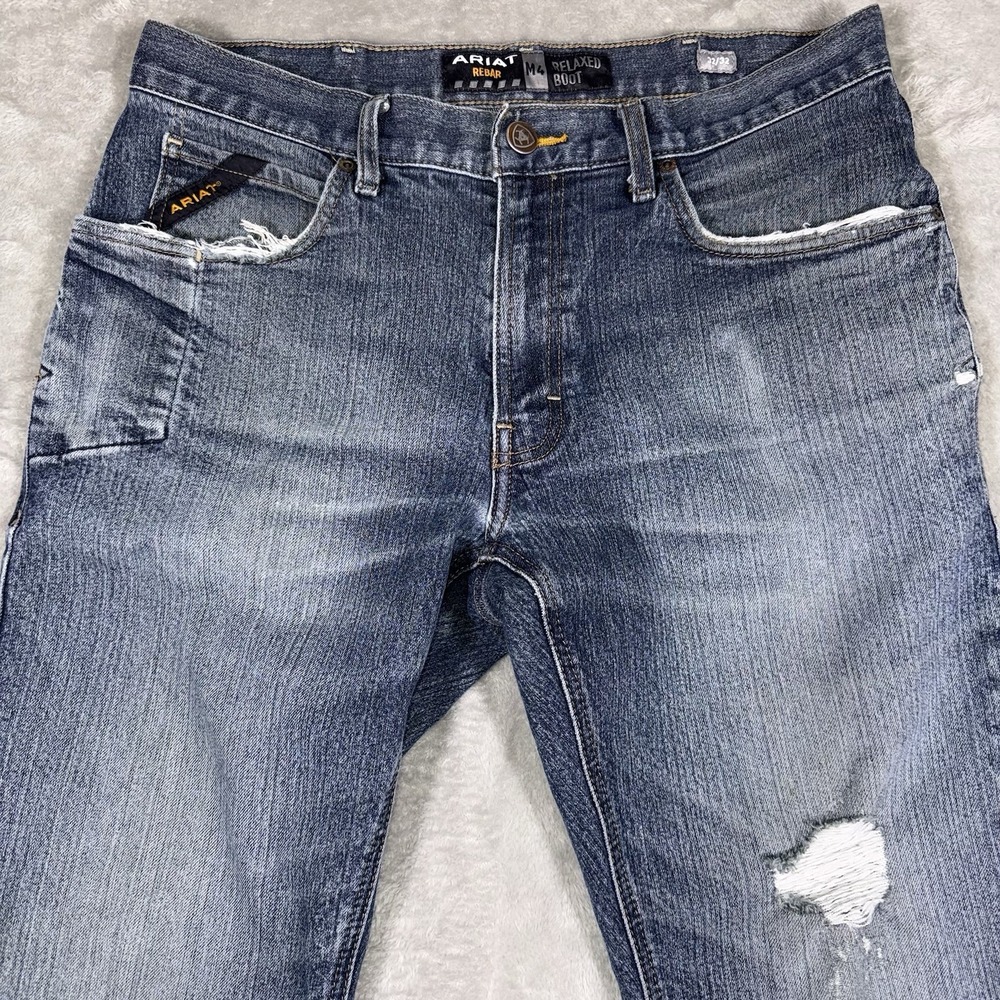 Ariat Rebar M4 Relaxed Fit Bootcut Blue Jeans Mens 32x32 Cowboy Western Wear - Picture 2 of 13